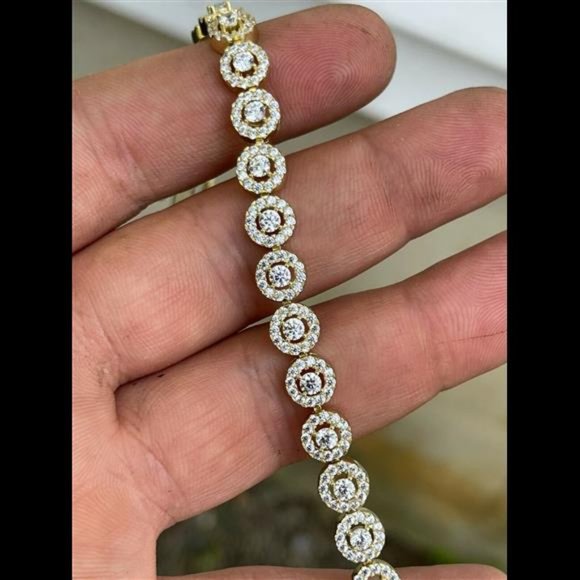 Icebox - Alternating Size Diamond Tennis Bracelet 14k Solid  14k Gold & Solid 925 Silver Tennis Bracelet Real Iced Flooded Out Diamond 7-8.5\